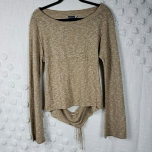 Earthbound Trading co. Tan Cutout Longsleeve Sweater